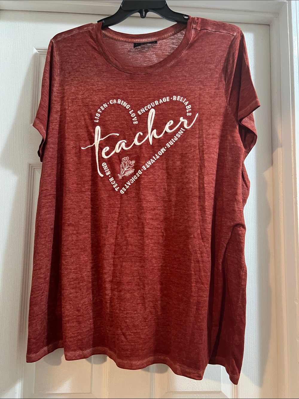 Lane Bryant Red Teacher Graphic Short Sleeve Tee